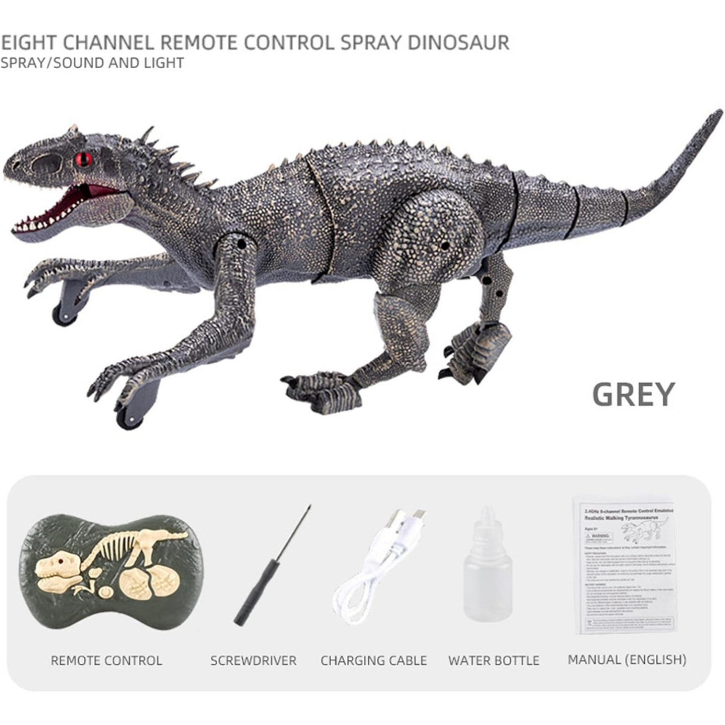 Remote Control Indominus Rex Dinosaur Toy – Roaring, Walking & Fog-Spraying