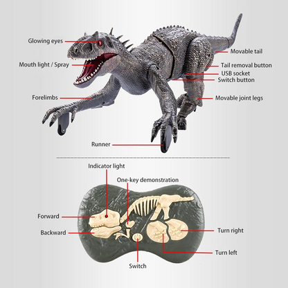 Remote Control Indominus Rex Dinosaur Toy – Roaring, Walking & Fog-Spraying
