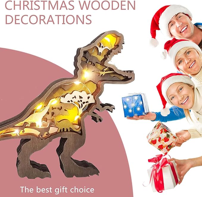 Wooden Dinosaur Light Decoration - Dinosaur Hub