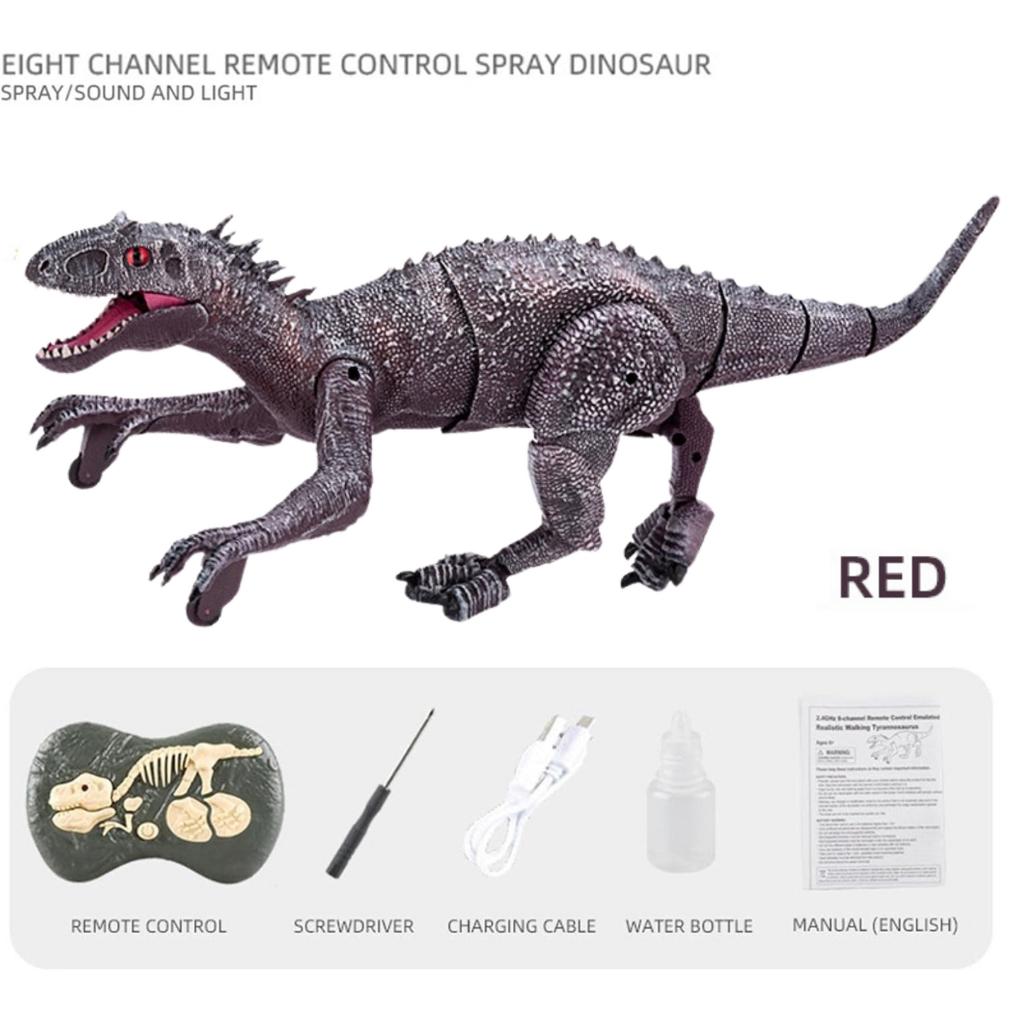 Remote Control Indominus Rex Dinosaur Toy – Roaring, Walking & Fog-Spraying