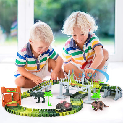 Cross-border electric versatile free combination splicing DIY rotating roller coaster dinosaur train race track