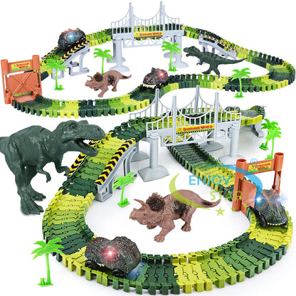Cross-border electric versatile free combination splicing DIY rotating roller coaster dinosaur train race track