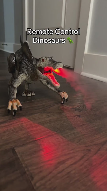 Remote Control Walking Spinosaurus Dinosaur Toy – Light Chasing, Spraying, Roaring!